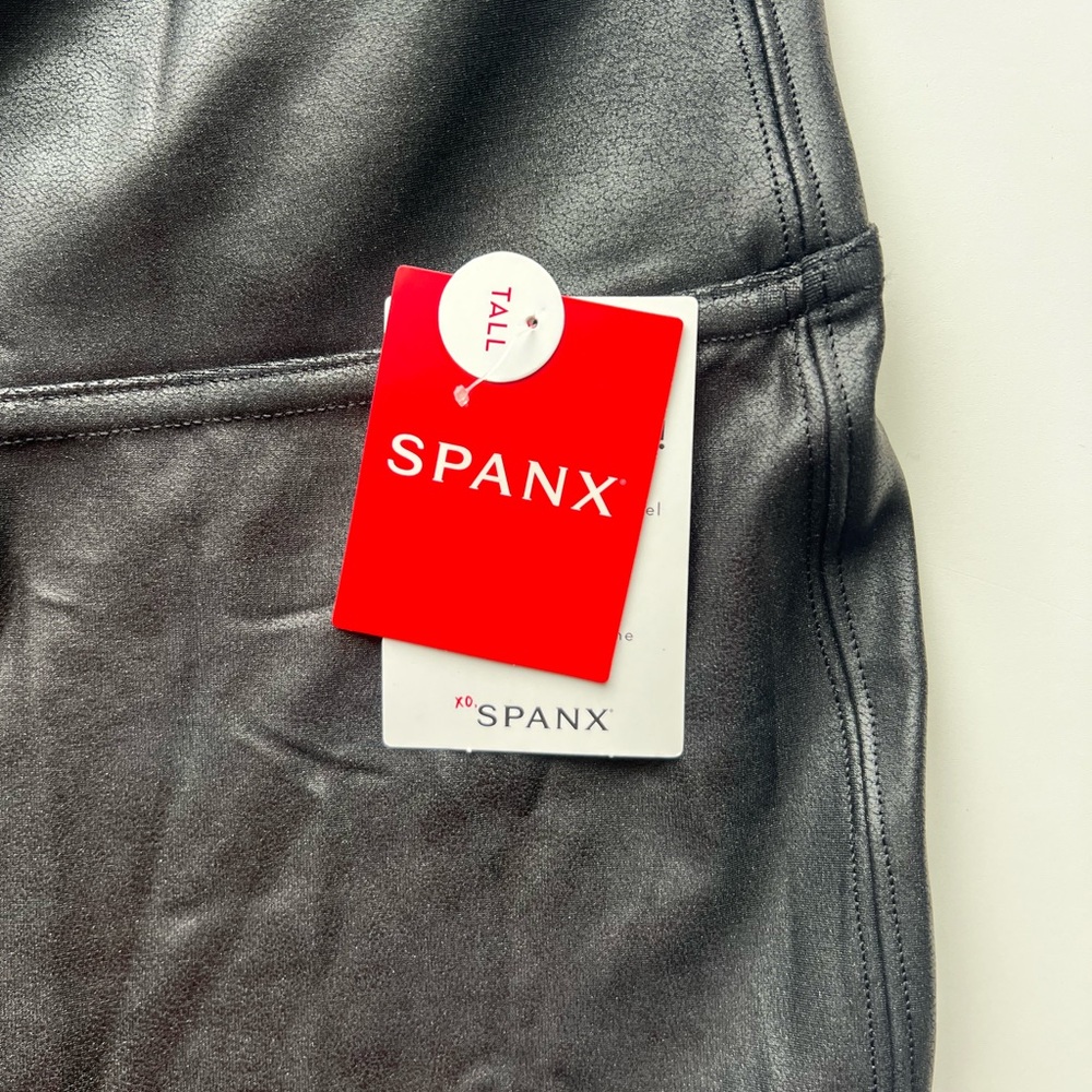 SPANX Shiny Faux Leather Leggings Large TALL